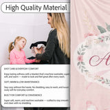 Cute Watercolor Roses Bouquet with Red Ribbon Warm Blush Background  Personalised Custom Name Super Soft Fleece Blanket Bed Sofa Throw