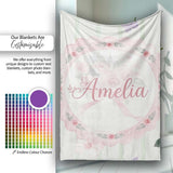 Cute Watercolor Roses Bouquet with Red Ribbon Sage Green Stripe  Personalised Custom Name Super Soft Fleece Blanket Bed Sofa Throw