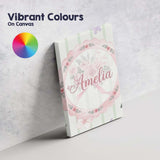 Personalised Name Cute Watercolor Roses Custom  Modern Room Accent Elegant Feature Canvas Wall Art Print Decor Picture Ready to Hang
