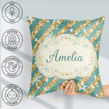 Custom Name Gold Glitter Stripe Stars Snowflakes Festive Pattern Square Filled Cushion Throw Pillow Sofa Bed Home Decor Zip Washable UK Made