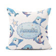 Custom Name Dolphin Stingray Starfish Ocean Sea Life Light Grey Square Filled Cushion Throw Pillow Sofa Bed Home Decor Zip Washable UK Made
