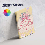 Personalised Name Cute Watercolor Roses Custom  Modern Room Accent Elegant Feature Canvas Wall Art Print Decor Picture Ready to Hang