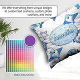 Custom Name Dolphin Stingray Starfish Ocean Sea Life Light Grey Square Filled Cushion Throw Pillow Sofa Bed Home Decor Zip Washable UK Made