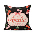 Custom Name Cherry Fruit with Bow and Sprinkles Seamless Pattern Square Filled Cushion Throw Pillow Sofa Bed Home Decor Zip Washable UK Made
