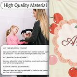 Cute Cherry Fruit with Bow and Sprinkles Pattern Light Olive Lovely  Personalised Custom Name Super Soft Fleece Blanket Bed Sofa Throw