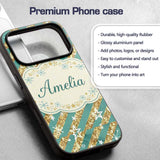 Gold Glitter Stripe Stars Snowflakes Festive Custom Name Protective Phone Case Mobile Cover Durable Everyday Smartphone Shock Resistant
