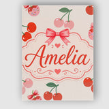 Personalised Name Cute Cherry Fruit with Custom  Unique Gift Idea Elegant Feature Canvas Wall Art Print Decor Picture Ready to Hang