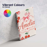 Personalised Name Cute Cherry Fruit with Custom  Unique Gift Idea Elegant Feature Canvas Wall Art Print Decor Picture Ready to Hang