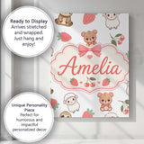Personalised Name Cute Animals Bear Custom  Stylish Home Interior Elegant Feature Canvas Wall Art Print Decor Picture Ready to Hang