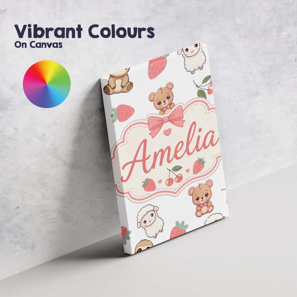 Personalised Name Cute Animals Bear Custom  Stylish Home Interior Elegant Feature Canvas Wall Art Print Decor Picture Ready to Hang