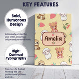 Personalised Name Cute Animals Bear Custom  Stylish Home Interior Elegant Feature Canvas Wall Art Print Decor Picture Ready to Hang