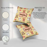 Custom Name Cute Animals Bear Sloth Sheep Strawberry Warm Beige Square Filled Cushion Throw Pillow Sofa Bed Home Decor Zip Washable UK Made