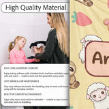 Cute Cute Animals Bear Sloth Sheep Strawberry Pattern Warm Beige  Personalised Custom Name Super Soft Fleece Blanket Bed Sofa Throw