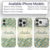 Gold Glitter Stripe Stars Snowflakes Festive Custom Name Protective Phone Case Mobile Cover Durable Everyday Smartphone Shock Resistant
