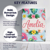 Personalised Name Tropical Flamingo Bird Custom  Unique Gift Idea Elegant Feature Canvas Wall Art Print Decor Picture Ready to Hang