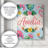 Personalised Name Tropical Flamingo Bird Custom  Unique Gift Idea Elegant Feature Canvas Wall Art Print Decor Picture Ready to Hang