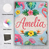 Personalised Name Tropical Flamingo Bird Custom  Unique Gift Idea Elegant Feature Canvas Wall Art Print Decor Picture Ready to Hang