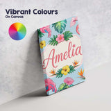 Personalised Name Tropical Flamingo Bird Custom  Unique Gift Idea Elegant Feature Canvas Wall Art Print Decor Picture Ready to Hang