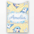 Cute Dolphin Stingray Starfish Ocean Sea Life Warm Beige Background  Personalised Custom Name Super Soft Fleece Blanket Bed Sofa Throw