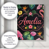 Personalised Name Tropical Flamingo Bird Custom  Unique Gift Idea Elegant Feature Canvas Wall Art Print Decor Picture Ready to Hang