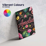 Personalised Name Tropical Flamingo Bird Custom  Unique Gift Idea Elegant Feature Canvas Wall Art Print Decor Picture Ready to Hang