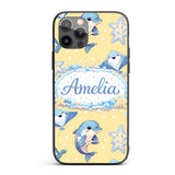 Cute Dolphin Stingray Starfish Ocean Sea Life Custom Name Protective Phone Case Mobile Cover Durable Everyday Smartphone Shock Resistant