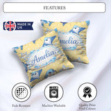 Custom Name Dolphin Stingray Starfish Ocean Sea Life Warm Beige Square Filled Cushion Throw Pillow Sofa Bed Home Decor Zip Washable UK Made