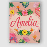 Personalised Name Tropical Flamingo Bird Custom  Unique Gift Idea Elegant Feature Canvas Wall Art Print Decor Picture Ready to Hang