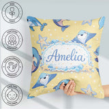 Custom Name Dolphin Stingray Starfish Ocean Sea Life Warm Beige Square Filled Cushion Throw Pillow Sofa Bed Home Decor Zip Washable UK Made