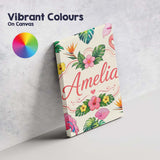 Personalised Name Tropical Flamingo Bird Custom  Unique Gift Idea Elegant Feature Canvas Wall Art Print Decor Picture Ready to Hang