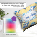 Custom Name Dolphin Stingray Starfish Ocean Sea Life Warm Beige Square Filled Cushion Throw Pillow Sofa Bed Home Decor Zip Washable UK Made