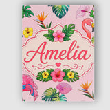 Personalised Name Tropical Flamingo Bird Custom  Unique Gift Idea Elegant Feature Canvas Wall Art Print Decor Picture Ready to Hang
