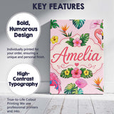 Personalised Name Tropical Flamingo Bird Custom  Unique Gift Idea Elegant Feature Canvas Wall Art Print Decor Picture Ready to Hang