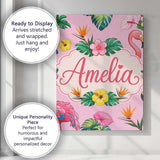 Personalised Name Tropical Flamingo Bird Custom  Unique Gift Idea Elegant Feature Canvas Wall Art Print Decor Picture Ready to Hang