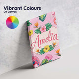 Personalised Name Tropical Flamingo Bird Custom  Unique Gift Idea Elegant Feature Canvas Wall Art Print Decor Picture Ready to Hang