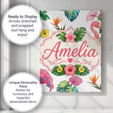 Personalised Name Tropical Flamingo Bird Custom  Unique Gift Idea Elegant Feature Canvas Wall Art Print Decor Picture Ready to Hang