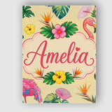 Personalised Name Tropical Flamingo Bird Custom  Unique Gift Idea Elegant Feature Canvas Wall Art Print Decor Picture Ready to Hang