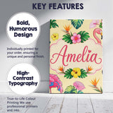 Personalised Name Tropical Flamingo Bird Custom  Unique Gift Idea Elegant Feature Canvas Wall Art Print Decor Picture Ready to Hang
