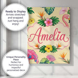 Personalised Name Tropical Flamingo Bird Custom  Unique Gift Idea Elegant Feature Canvas Wall Art Print Decor Picture Ready to Hang