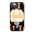Cute Jungle Baby Animals Lion Tiger Elephant Custom Name Protective Phone Case Mobile Cover Durable Everyday Smartphone Shock Resistant