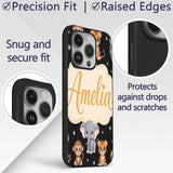 Cute Jungle Baby Animals Lion Tiger Elephant Custom Name Protective Phone Case Mobile Cover Durable Everyday Smartphone Shock Resistant