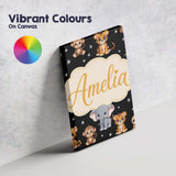 Personalised Name Cute Jungle Baby Animals Custom  Unique Gift Idea Elegant Feature Canvas Wall Art Print Decor Picture Ready to Hang