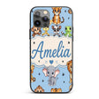 Cute Jungle Baby Animals Lion Tiger Elephant Custom Name Protective Phone Case Mobile Cover Durable Everyday Smartphone Shock Resistant