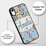 Cute Jungle Baby Animals Lion Tiger Elephant Custom Name Protective Phone Case Mobile Cover Durable Everyday Smartphone Shock Resistant