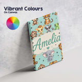 Personalised Name Cute Jungle Baby Animals Custom  Unique Gift Idea Elegant Feature Canvas Wall Art Print Decor Picture Ready to Hang