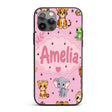 Cute Jungle Baby Animals Lion Tiger Elephant Custom Name Protective Phone Case Mobile Cover Durable Everyday Smartphone Shock Resistant