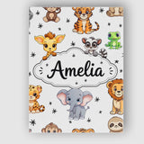 Personalised Name Cute Jungle Baby Animals Custom  Unique Gift Idea Elegant Feature Canvas Wall Art Print Decor Picture Ready to Hang