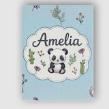 Personalised Name Cute Panda Bear with Custom  Modern Room Accent Elegant Feature Canvas Wall Art Print Decor Picture Ready to Hang