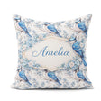 Custom Name Blue Jay Bird Floral Blossom Seamless Pattern Nature Square Filled Cushion Throw Pillow Sofa Bed Home Decor Zip Washable UK Made