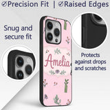 Cute Panda Bear with Bamboo Leaves Floral Pattern Custom Name Protective Phone Case Mobile Cover Durable Everyday Smartphone Shock Resistant